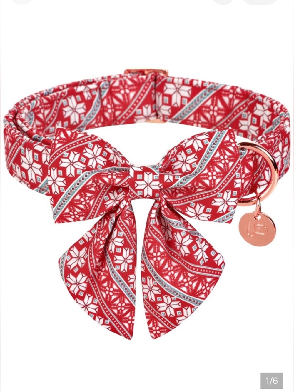 8” to 12” Adjustable Collar Dog Puppy Red White Snow Christmas Theme Size XS